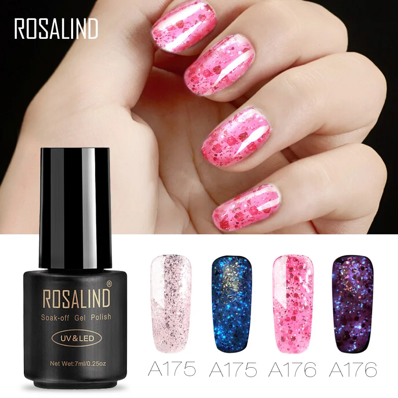 

ROSALIND Gel Nail Polish Set for nail 7ML Gel Lacquer Luminous Rose Gold Long-Lasting Manicure Hybrid Gel Varnish Nail Art Tops