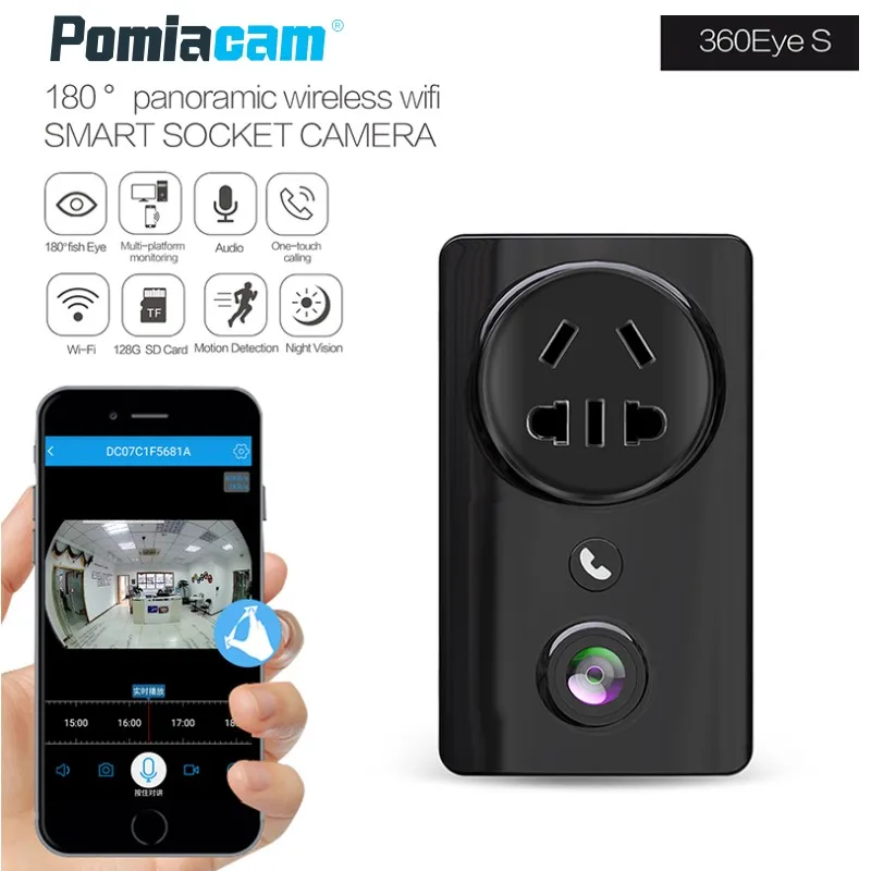 Newest Wireless Wifi Socket IP Camera EC59 180 degree Panoramic HD 1080P Fisheye Home Security CCTV Camera Two Way Audio