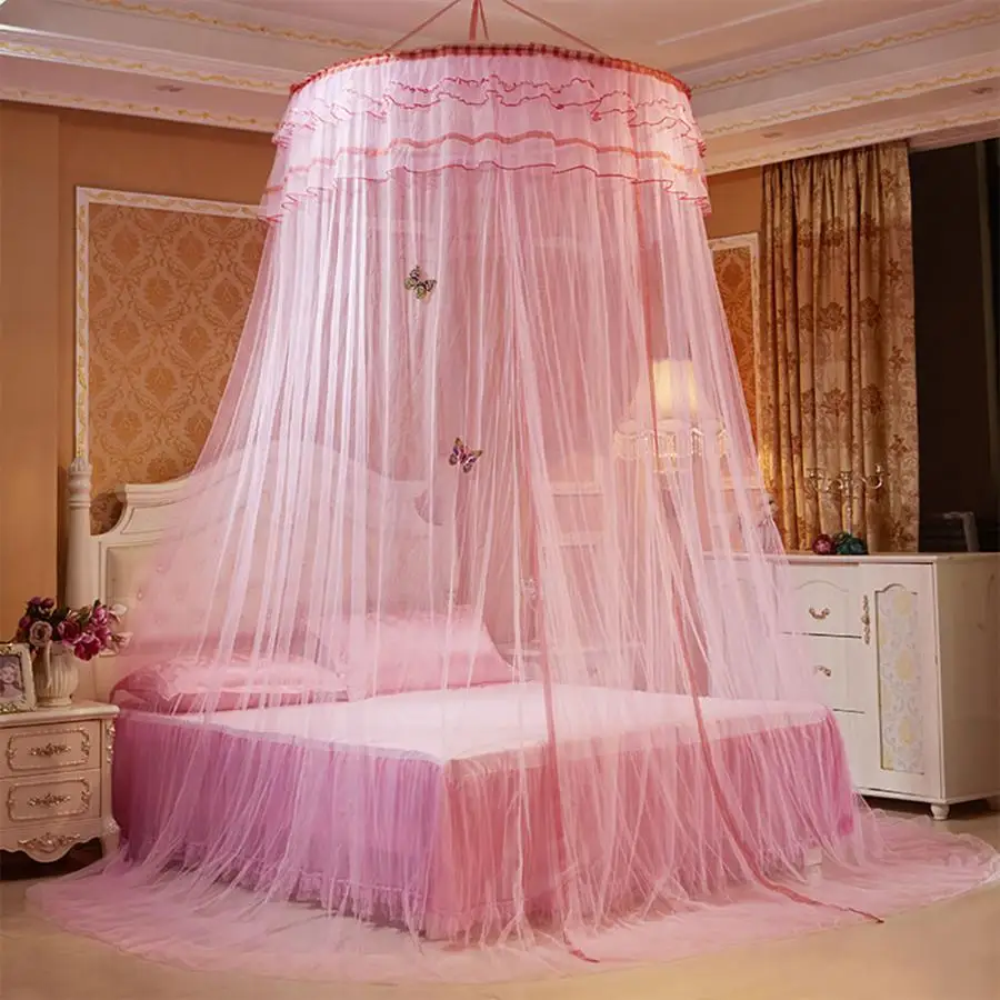 Элегантный купол, москитная сетка, навес, кружево, стиль принцессы, защита от комаров, палатка, кровать, занавеска, сетка от комаров для детей - Цвет: Розовый