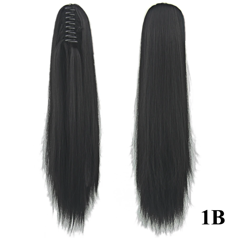 Soowee, 24 дюйма, прямые синтетические волосы на заколках для наращивания, коричневый, серый цвет, коготь, конский хвост, высокотемпературное волокно, шиньоны, хвост пони