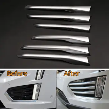 

6Pcs ABS Matte Car Front Bumper Fog Light Cover Moulidng Trims Strip Sequined Decoration For 2017 Cadillac XT5 Car Styling