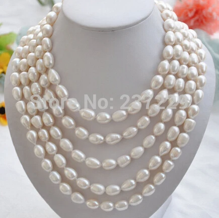 

Wholesale price FREE SHIPPING ^^^^Long 100" white rice FRESHWATER CULTURED pearl necklace