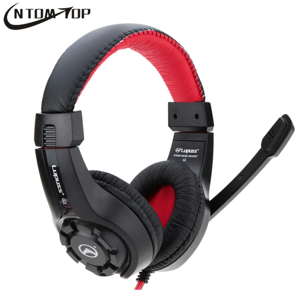 Best LUPUSS Adjustable 3.5mm Esport Gaming Headsets with Mic Deep Bass