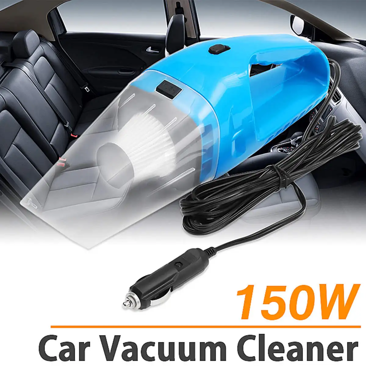 Автомобильный пылесос 150 Вт 12 в портативный ручной автоматический пылесос для влажной и сухой пыли Asur Voiture - Цвет: Синий