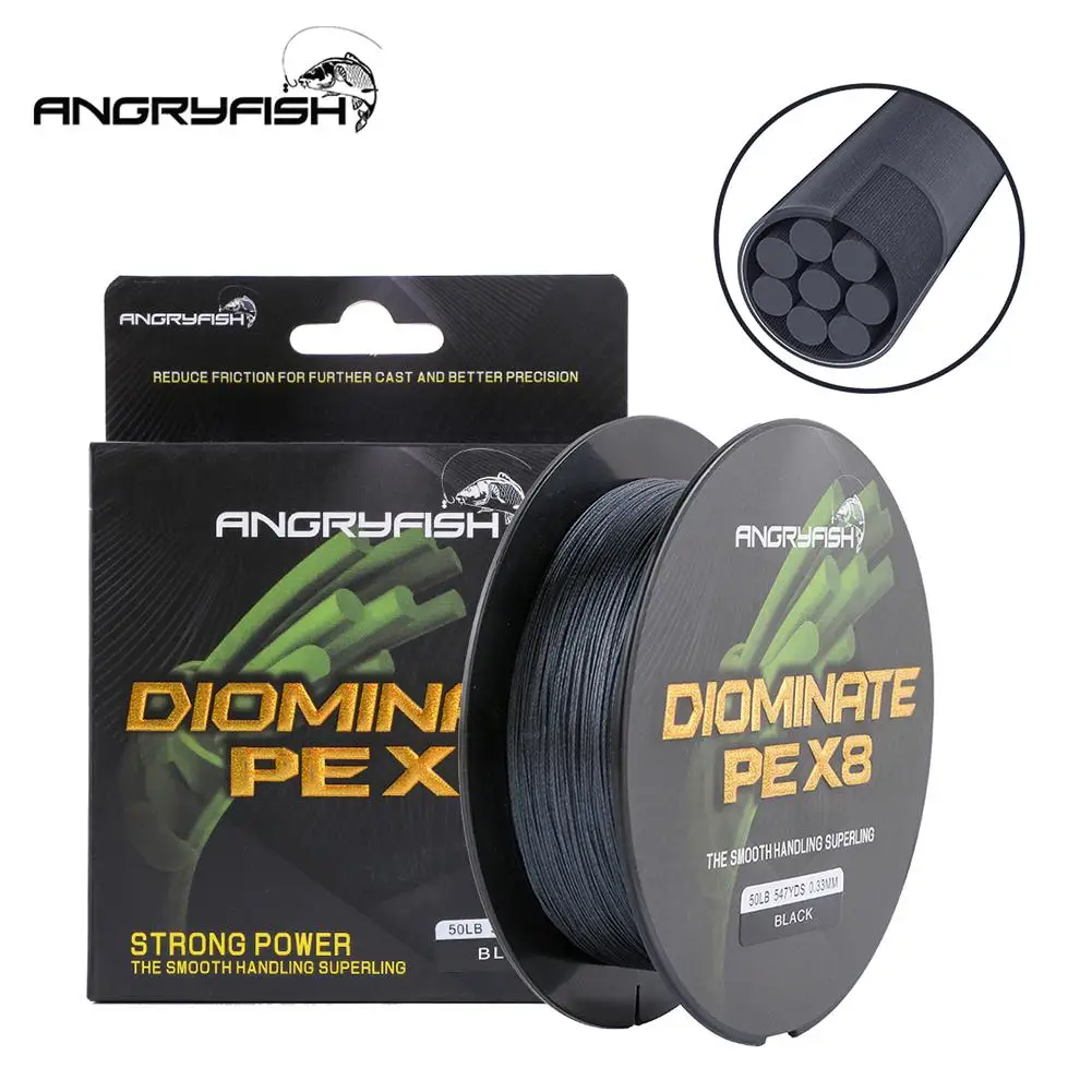 Леска Angryfish Diominate PE X8 500 м/547YDS 8 нитей плетеная рыболовная леска многонитевая