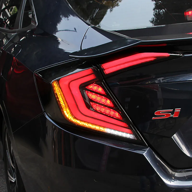 Красный дым для Honda Civic X 10th sedan светодиодный задний фонарь тормозные задние фары световой проблесковый фонарь включение дыхательного движения