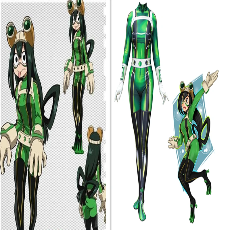 Костюмы для косплея из мультфильма Мой герой костюмы Asui Tsuyu аниме сиамские