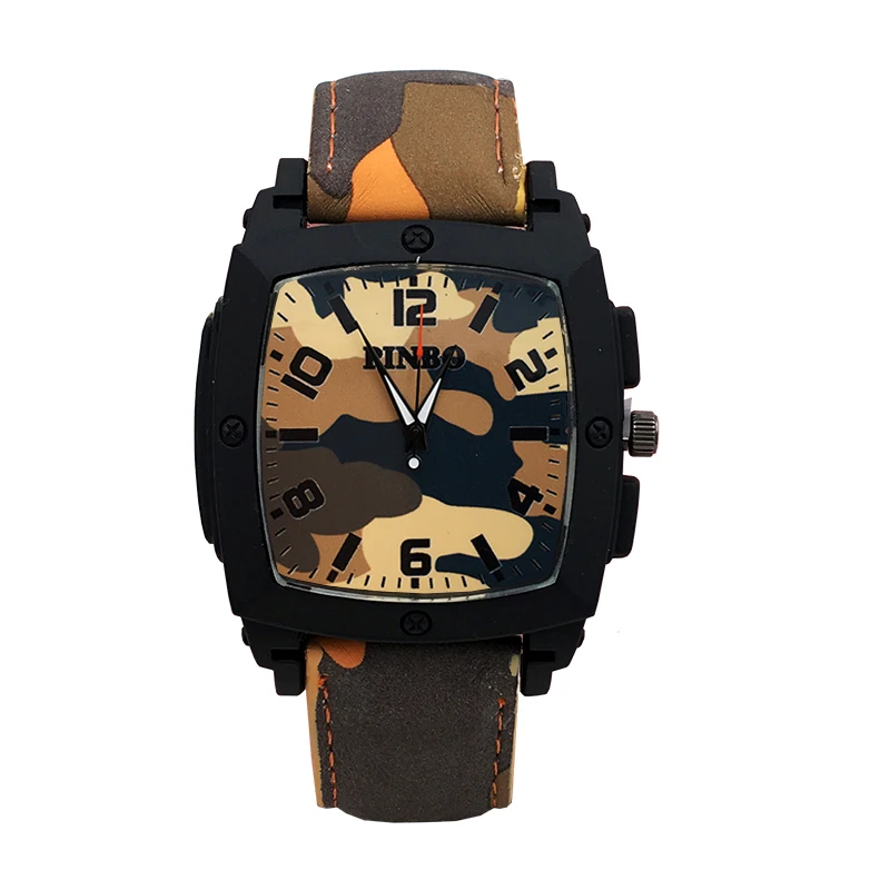 

2016 New PINBO Famous Brand Casual Quartz Watch Men Camouflage Leather Strap Military Watches Relogio Feminino Hot Sale Clock