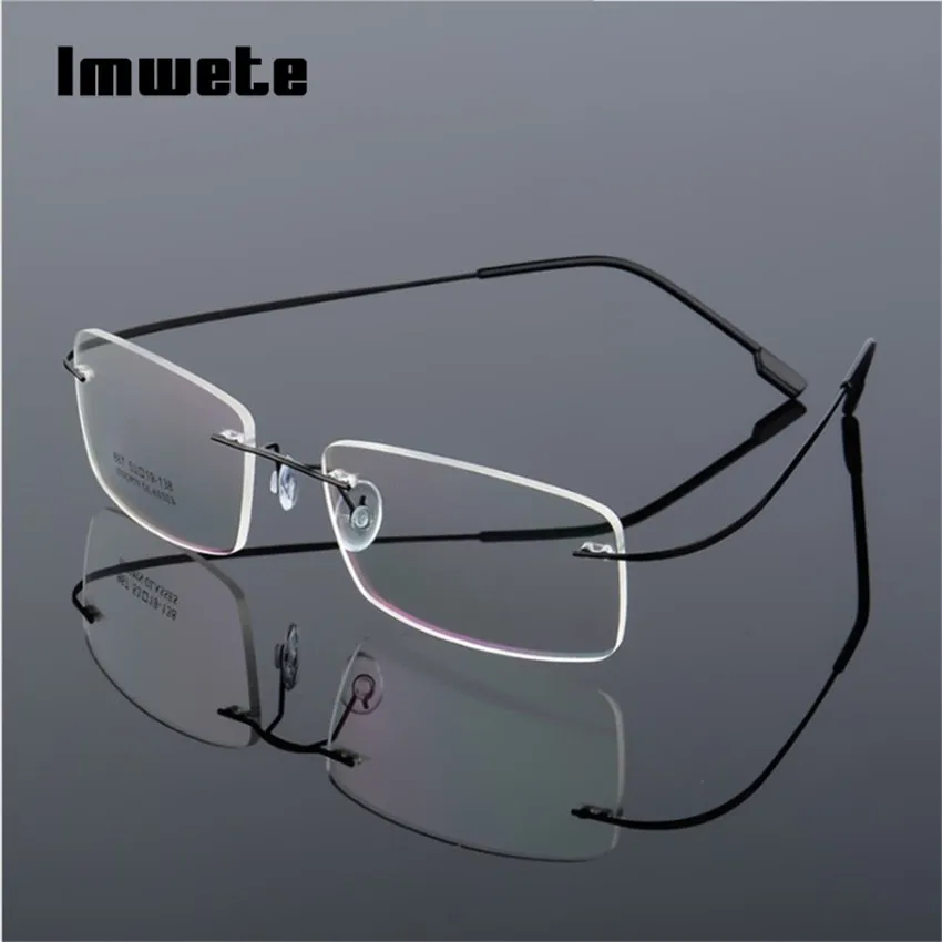 

Imwete Men Rimless Titanium Eyeglasses Frames Women Flexible Optical Frame Prescription Spectacle Frameless Eye Glasses