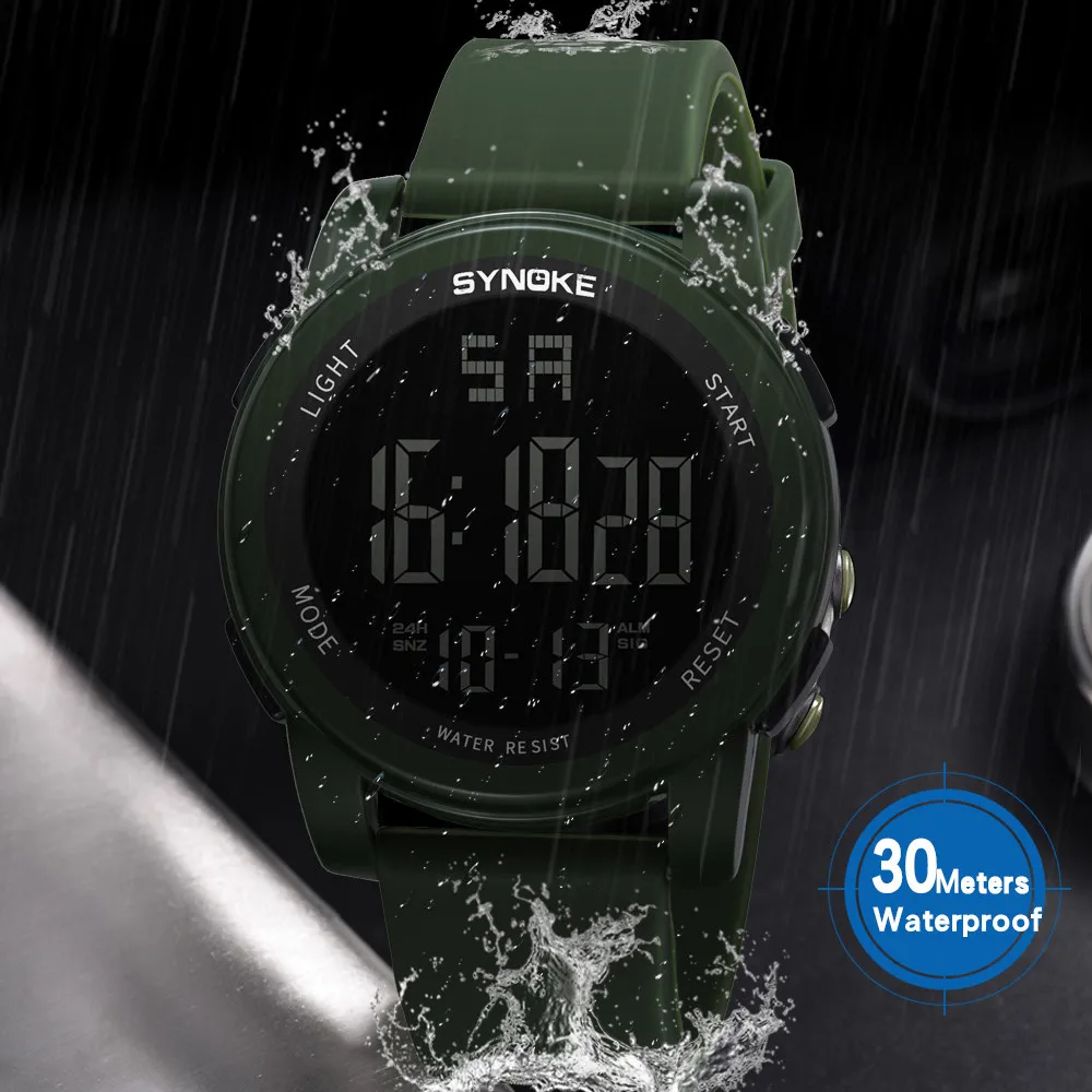 Спортивные светящиеся водонепроницаемые электронные часы для мужчин, многофункциональные военные спортивные часы, светодиодный цифровой двойной механизм, мужские часы