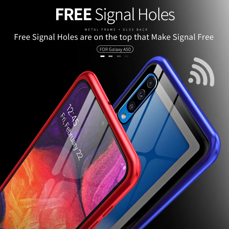 Металлический Чехол-Бампер для samsung Galaxy A50, чехол, прозрачная Роскошная задняя крышка, прозрачный стеклянный алюминиевый бампер для Samusng A70 A60, чехол