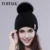 FURTALK Warm Women Winter Fur Hat Real Raccoon Fur Pom Pom Hat