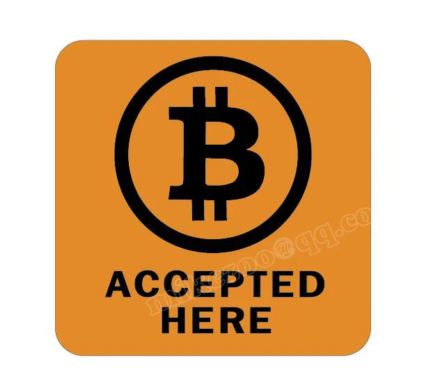 

3000pcs/lot 4x4cm BITCOIN ACCEPTED HERE Self-adhesive label sticker Item no.FS05
