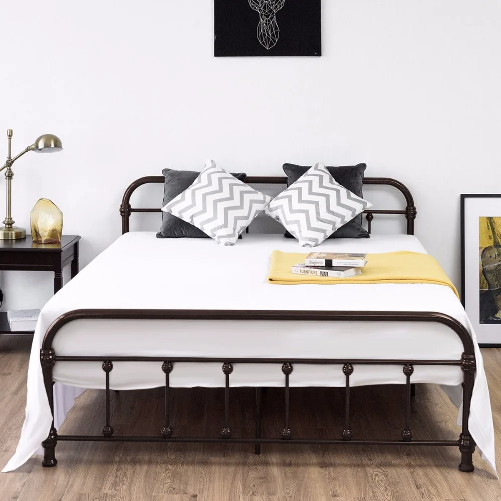 Giantex Queen Size Metal Steel Bed Frame with Stable Metal Slats Headboard Footboard Black Steel Bedroom Furniture HW57398 Giantex Queen Size Metal Steel Bed Frame with Stable Metal Slats Headboard Footboard Black Steel Bedroom Furniture HW57398