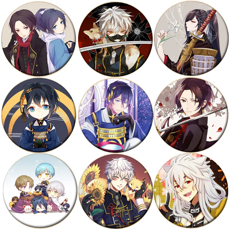 

1pcs Touken Ranbu Cosplay Badge Mikatsuki Nakigitsune Cartoon Brooch Pins Collection bags Badges for Backpack Button Clothes