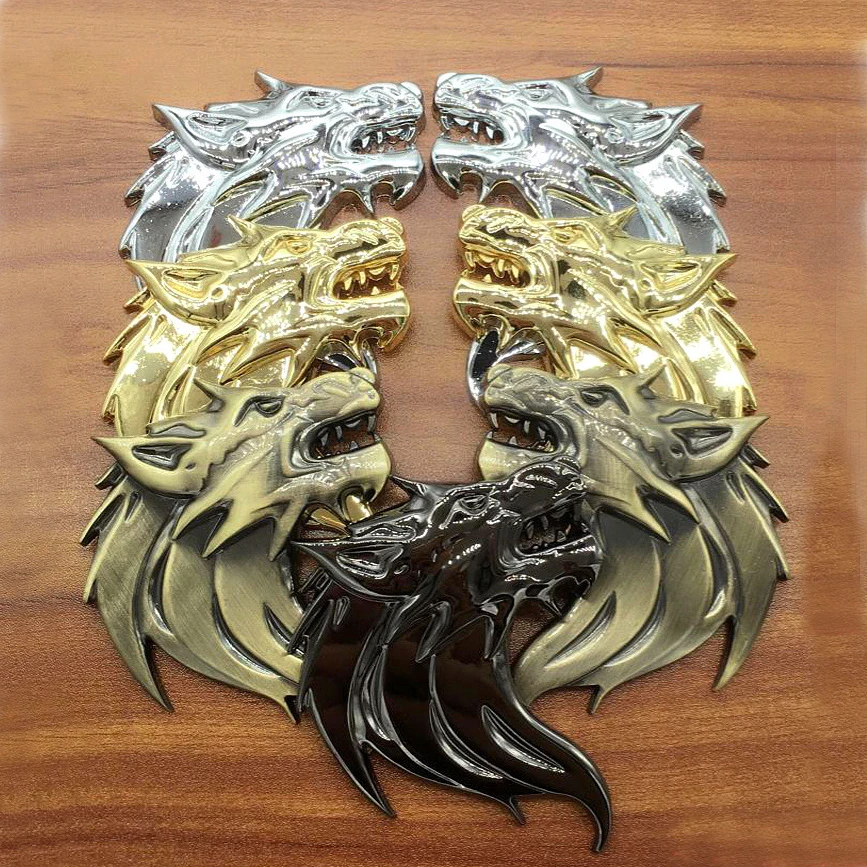 

3D Car Sticker Metal Decal Auto Decoration Badge Motorcycle Wolf Head Emblem Car Styling Windshield Notebook Sticker