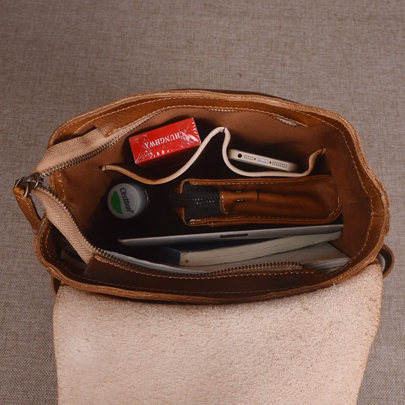 Zoll Kuh Vintage 2018 Gegerbtem Hand Rucksack Leder Öl Handwerk Frauen Brown Tasche chocolate Rindsleder Echtes Schule Laptop 14 Reise Wachs Männlichen Packs gSE0xqrEw