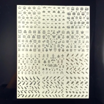 

UPRETTEGO 12 PACKS / LOT Gold Silver Water Stickers Metallic Nail Decal Flower Crown Bird Cage Peacock Feather Circus YK025-036