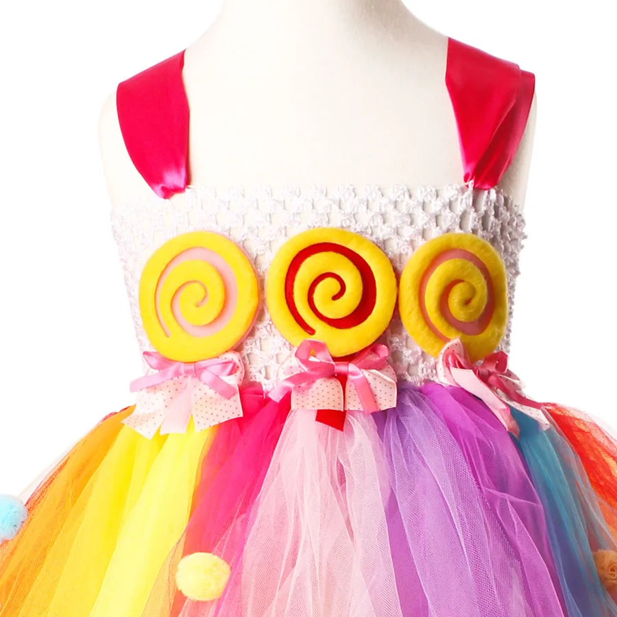 Candy Lollipop Girls Kids Tutu Dress Sweet Rainbow Birthday Dress Candy Land Children Tutu Costume Pageant Princess Gown (9)