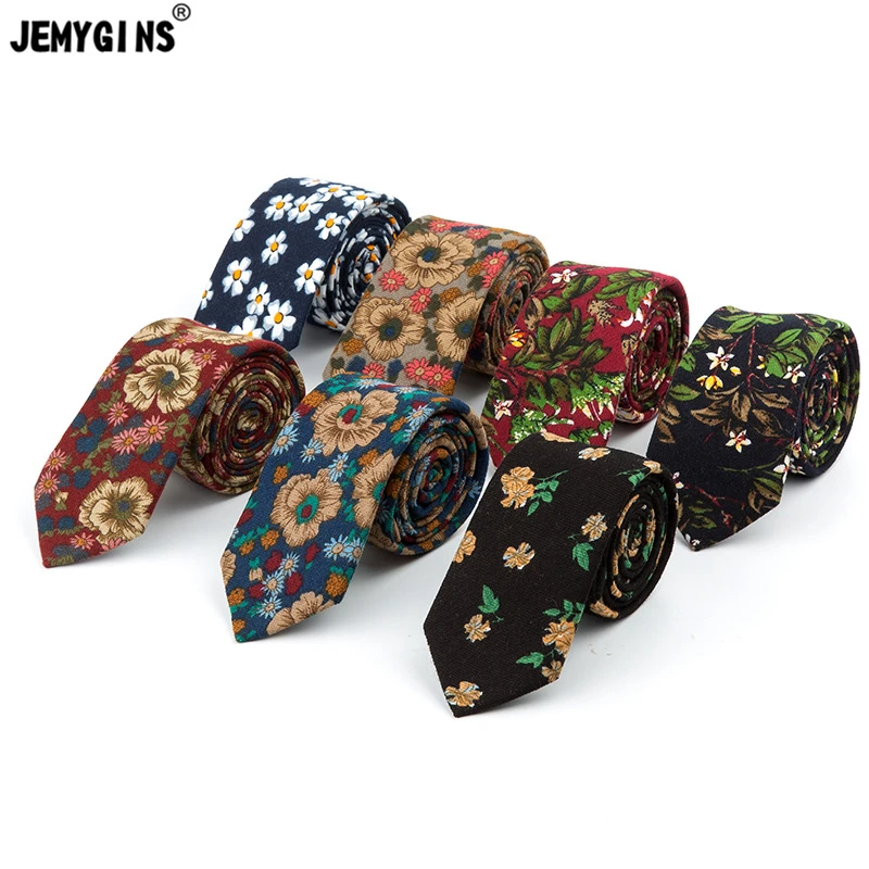 Jemygins 100% хлопок Новая мода Галстуки для Для мужчин с цветочным принтом