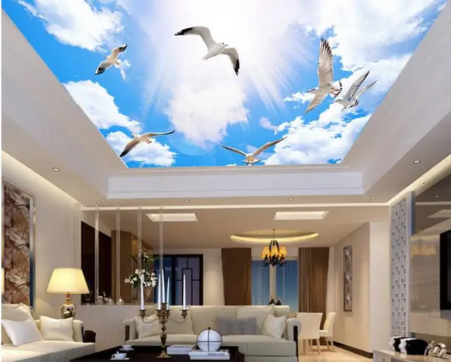 Customize Sky Ceiling Stereoscopic Wallpaper Blue And Customize Sky Ceiling Stereoscopic Wallpaper Blue And White Clouds For Ceilings