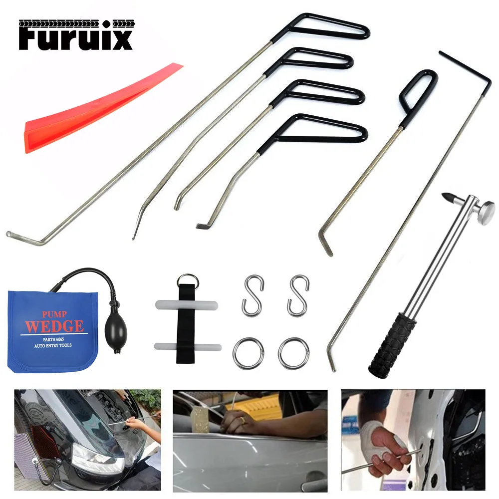 

PDR Tools Rod Hooks Crowbar Dent Removal Paintless Dent Repair Wedges Repair Hammer Hand Tools Kit Ferramentas
