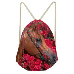 Софтбэк женские сумки на шнурке Милые 3D Crazy Horse печать женские рюкзаки многофункциональные студенческие повседневные пляжные сумки