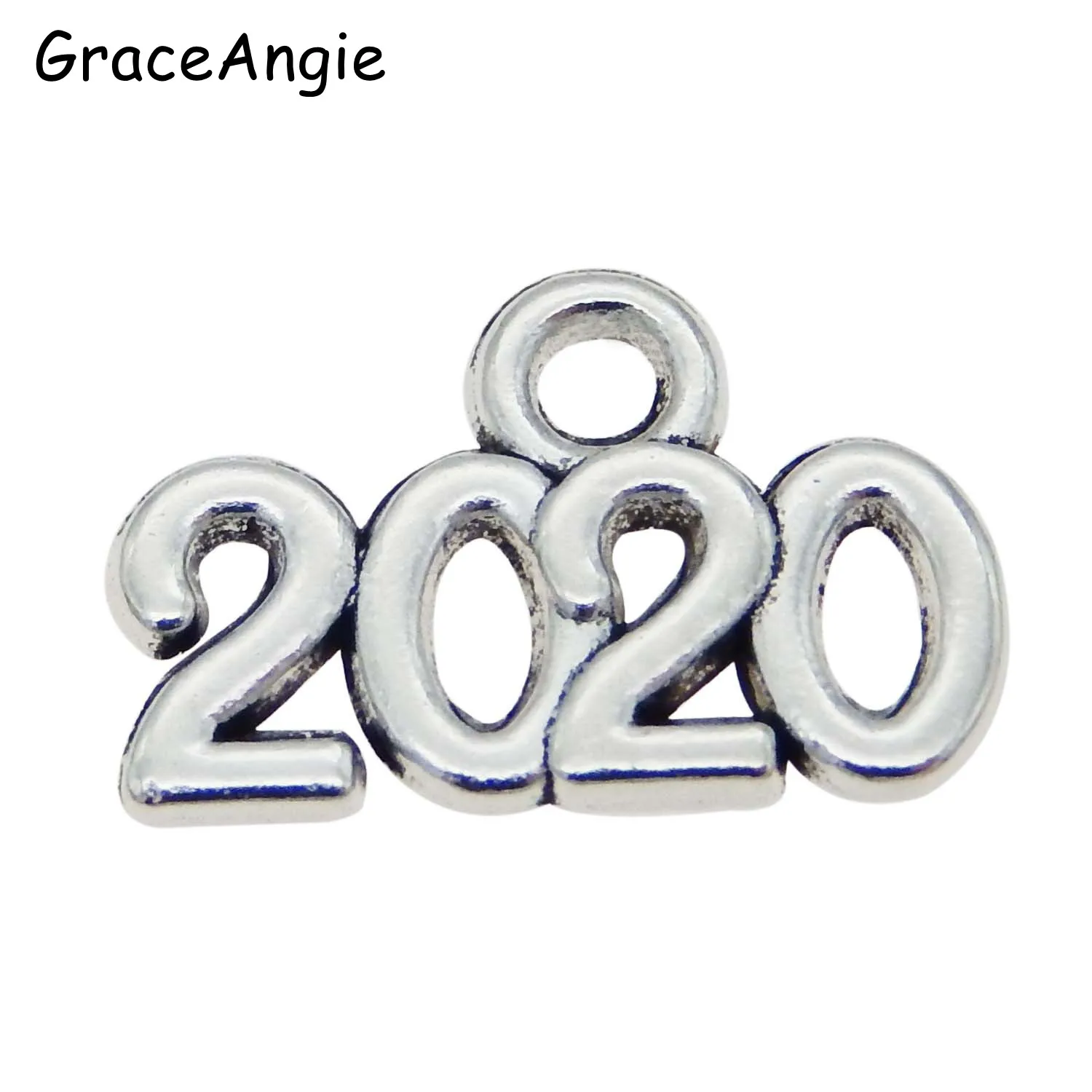 

100Pieces Vintage Necklace Pendant Number 2020 Fashion Man Bracelet Charms 14*9mm Women Jewelry Findings Handmade Crafts