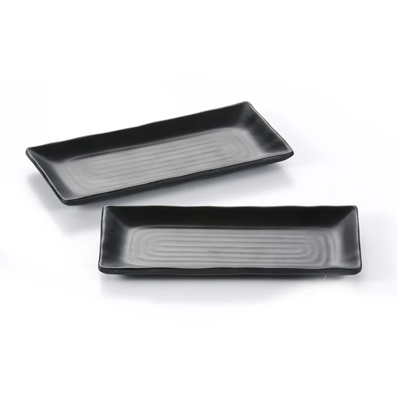 12 inch Black high grade melamine dessert Plate plastic frosted
