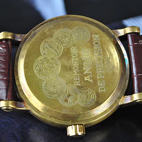 Золотые Дизайнерские мужские механические часы с ремешком кофе