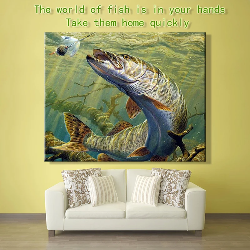 

Diy paint by numbers pictures painting by numbers with kits fish Exaggeration Decorative hanging painting Filling and coloring