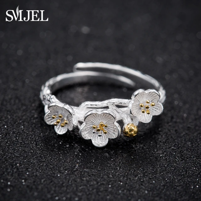 SMJEL Valentine's Day New Peach blossom Flower Rings for Women Anel Female Ring SMJEL Valentine's Day New Peach blossom Flower Rings for Women Anel Female Ring