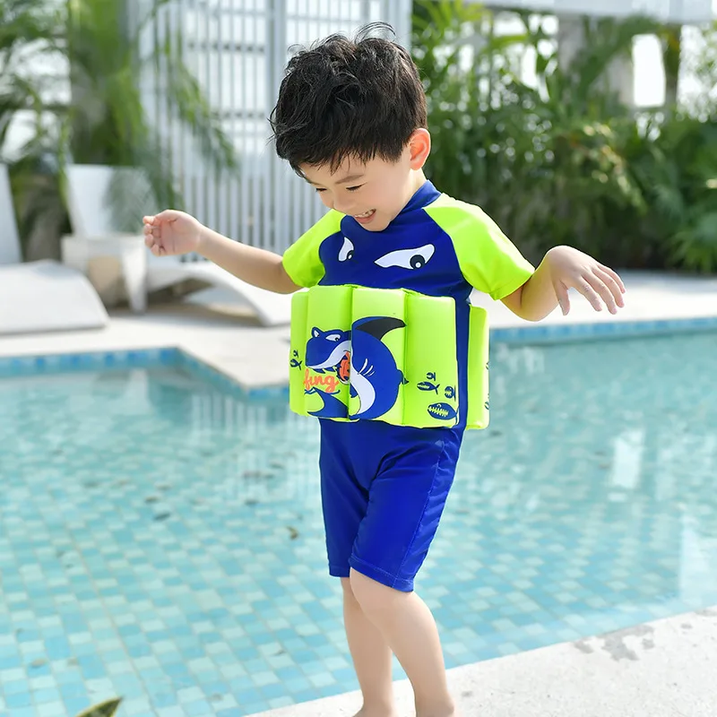 Детский купальник на молнии для мальчиков, купальный костюм, плавучие купальные костюмы, съемный купальный костюм, защитный безопасный купальник для обучения