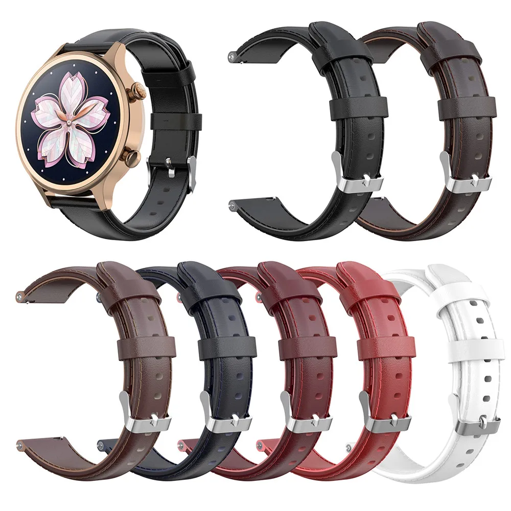 

18MM/20MM Leather Watchband Strap for Ticwatch C2 Watch Band Replacement Strap Bracelet for Ticwatch C2 Smartwatch Accessories