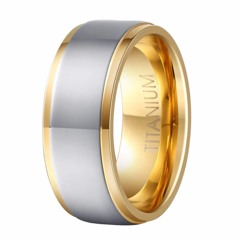 8mm Men's Classic Wedding Engagement Band Gold-Silver Color Pure Titanium Healthy Rings No-allergic Jewelry Size 7 8 9 13 | Украшения и
