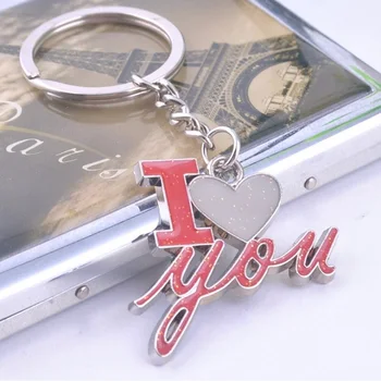 

FREE SHIPPING BY DHL New Hot Selling Metal I Love You Keychain Heart Key Ring for Lovers W9188