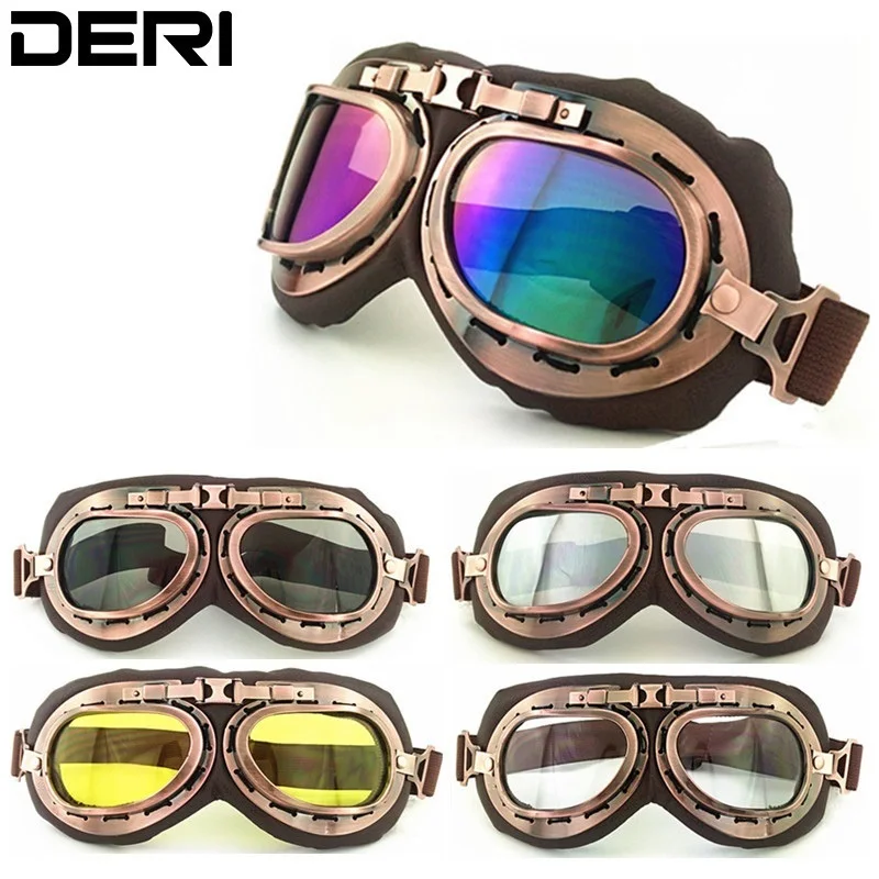 

Fashion Vintage Windproof Copper Motorcycle Glasses Pilot Biker Quality Goggles Comfort Protective Gear Motorbike Styling
