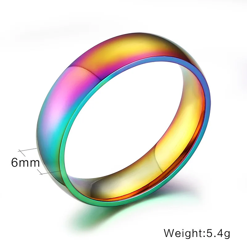 LGBT Радужное кольцо Gay Pride Красочные Мужчины Женщины титана Нержавеющая сталь гомосексуальные пара колец ювелирные изделия обручальное кольцо полный размер
