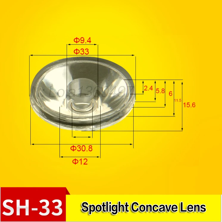 10pcs 33mm Acrylic optical lens flashlight condenser lens led street
