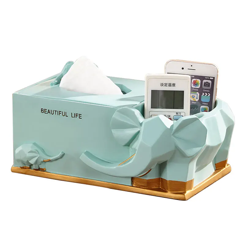 Fun Blue Elephant Abstract Tissue Box Personality Geometric Line