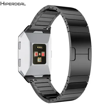 

HIPERDEAL Strap For Fitbit Ionic Adjustable 5.1"-8.9" Double Button Folding Clasp 316L Stainless Steel Replacement OC24A