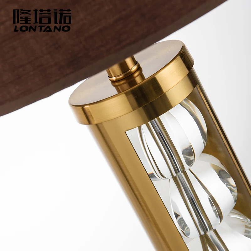 Modern Simple Crystal Table Lamp Bedside Bedroom Living Room Hotel Table Lights Home Deco Fabric Desk Lamp Shade Desk Light