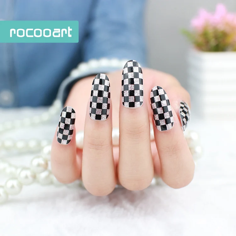 Rocooart Y5110 клетчатые украшения для дизайна ногтей, фольга для маникюра, Переводные обертки для женщин, блестящий клей для дизайна ногтей, наклейки