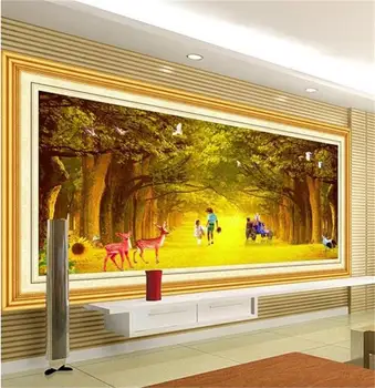 

custom 3d photo wallpaper living room mural forest landscape 3d oil painting sofa TV background non-woven wallpaper for wall 3d