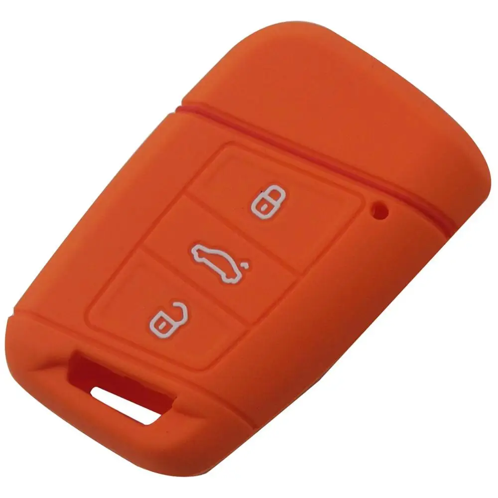 Силиконовый чехол-брелок jingyuqin для VW Skoda Superb Magotan Passat B8 A7 Golf Smart дистанционная защита - Название цвета: Orange