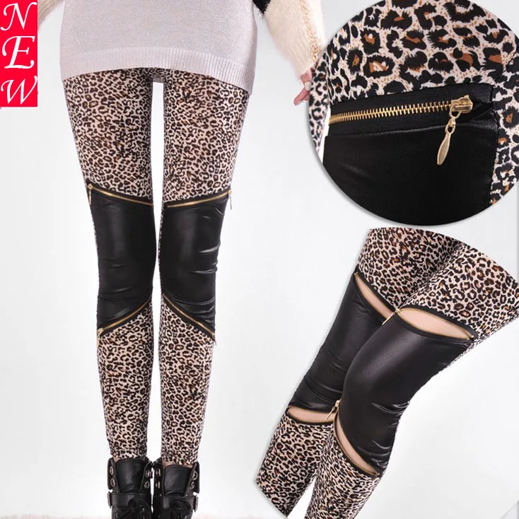 

High Quality Leopard Elastic Women Stretch Trousers Lady Elastic Stitching Pencil Pants Sexy Slim Leggings Female Trousers New