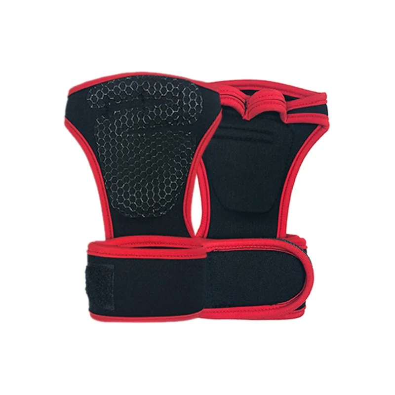 Перчатки для тяжелой атлетики для мужчин и женщин, тренировочные перчатки для занятий фитнесом спортом в тренажерном зале перчатки для тренировки Powerlifting пальмовые нескользящие перчатки для верховой езды - Цвет: Красный