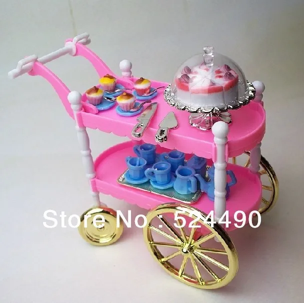 Hot Selling Doll Furniture Children Play Toys Girls Birthday Gift Dining Cake Car Accessories For Barbie