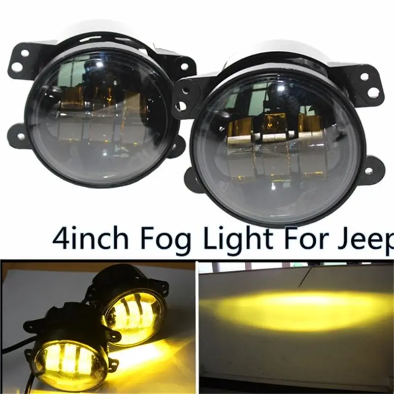 4 Inch Amber Yellow 60W Led Fog Lights for Jeep Wrangler JK TJ LJ Tractor Boat Fog Off Road L