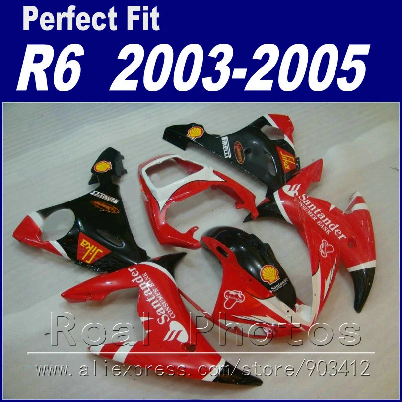 Новое поступление Обтекатели для YAMAHA R6 2003 2004 2005 цвета: красный черный белый YZF 03 04